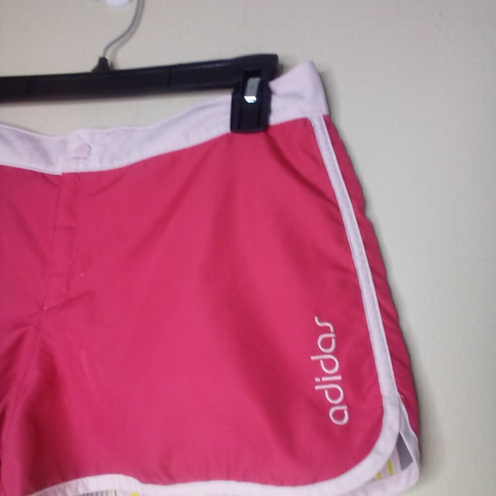 Adidas Shorts Women M ? Running Active Athletic Snap Hook Loop Pink - Picture 5 of 14